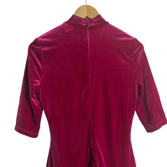 Black Halo Reeder Obsession Pink Velvet Mock Neck Mini Dress Size 4 - Picture 6 of 9
